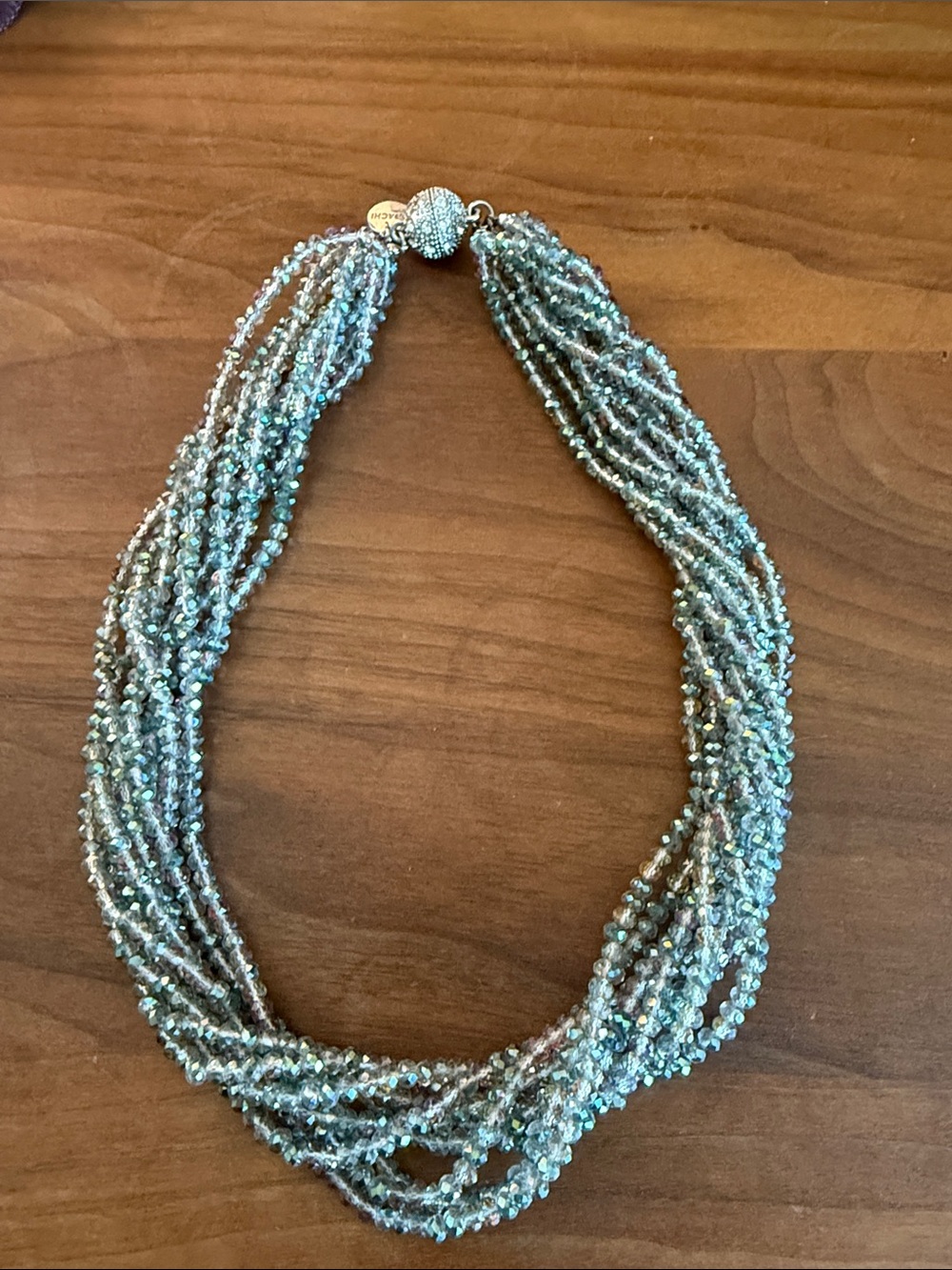 Saachi Blue/Silver Crystal Multistrand Necklace - 19”